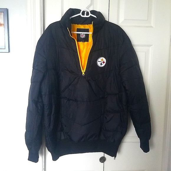 NFL Pittsbugh Steelers black popover winter jacket - Black - Picture 1 of 6